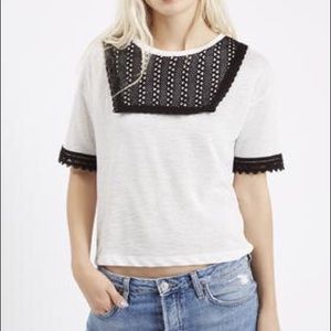 TOPSHOP Bib Crochet Tee